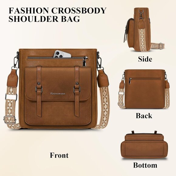 Women’s Brown Waterproof Crossbody Shoulder Leather bags - Picture 5 of 6